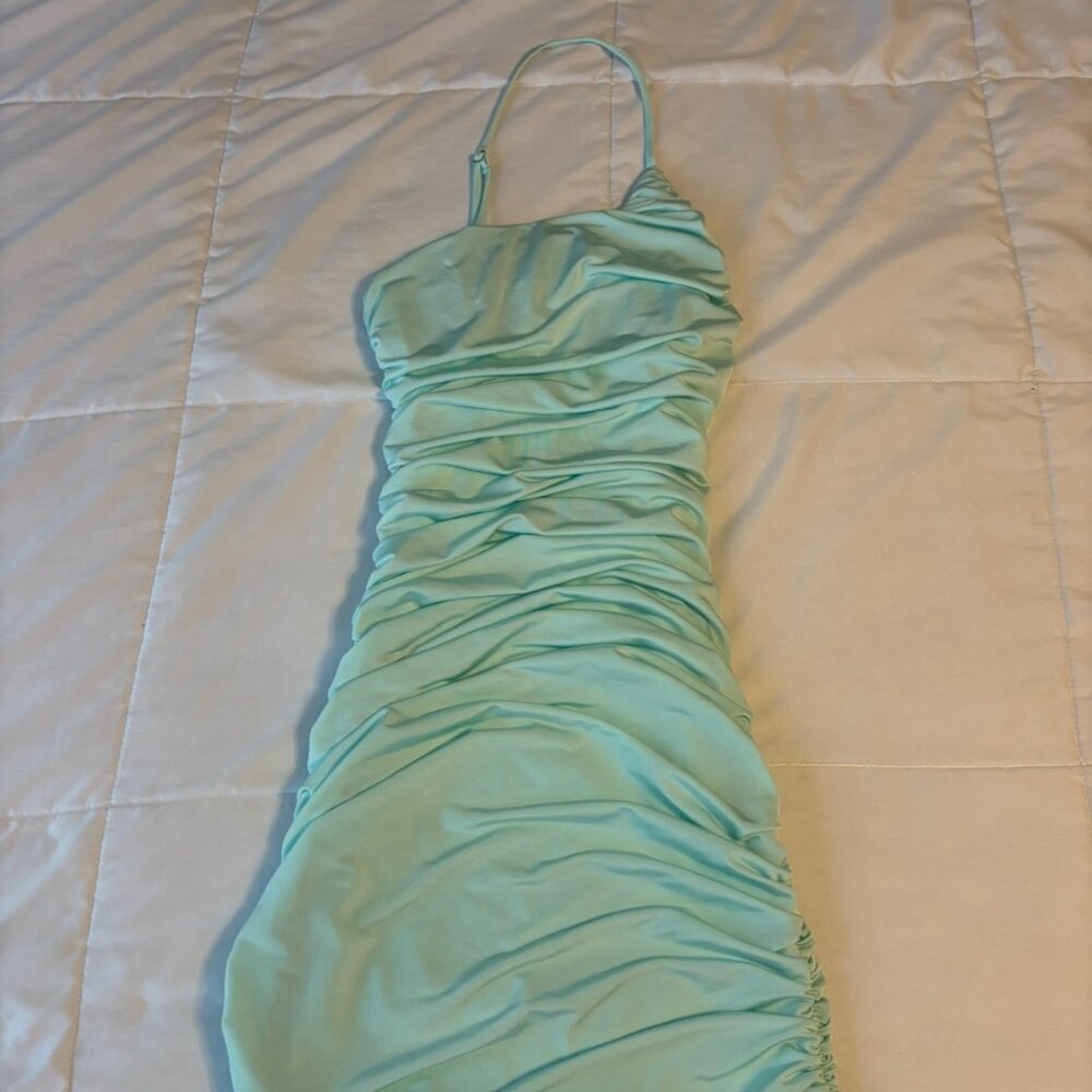 Seafoam Green Ruffled Bodycon Dress